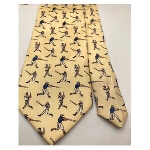 VTG Italian Beaufort 100% Silk Men's Tie-Baseball Yellow 59" Long x 3.75 Wide
